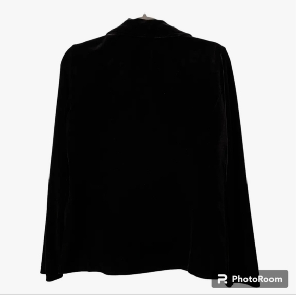 SAKS FIFTH AVENUE evening black velvet and floral blazer coat size M - Picture 3 of 5